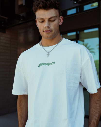 Outline Tee - White - Green