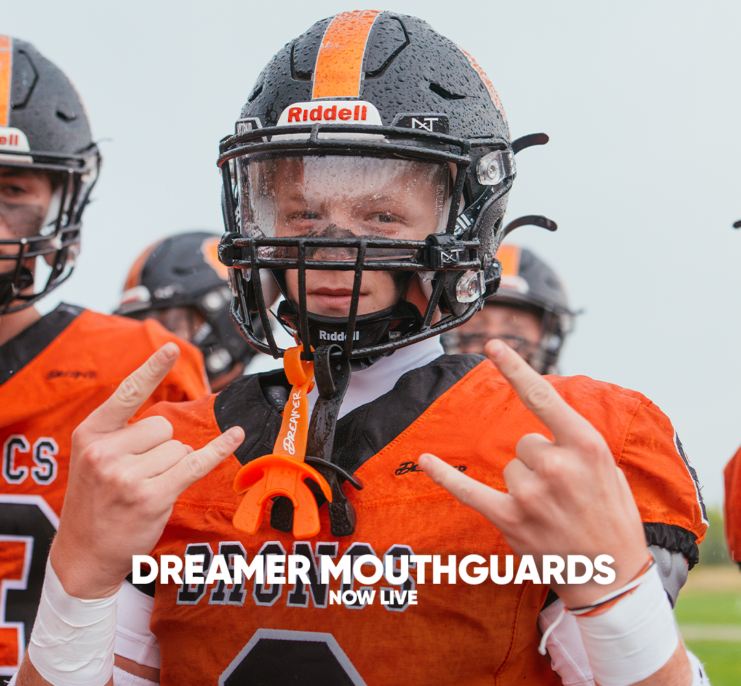 Dreamer Mouthguards now live - Frenchtown Broncs player wearing a Dreamer mouthguard